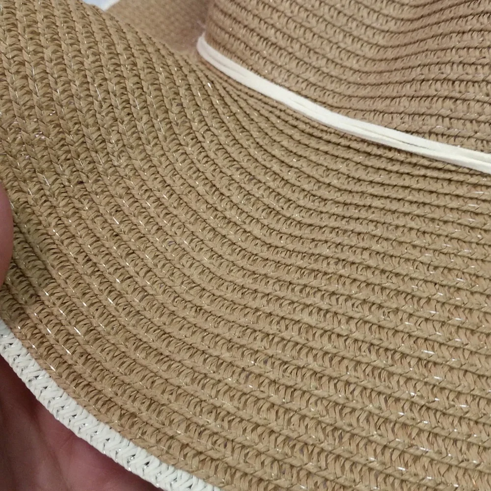 Floppy Hat With Flower Neutral 2-tone Boho Casual Country Vacation Minimalist - Picture 14 of 17